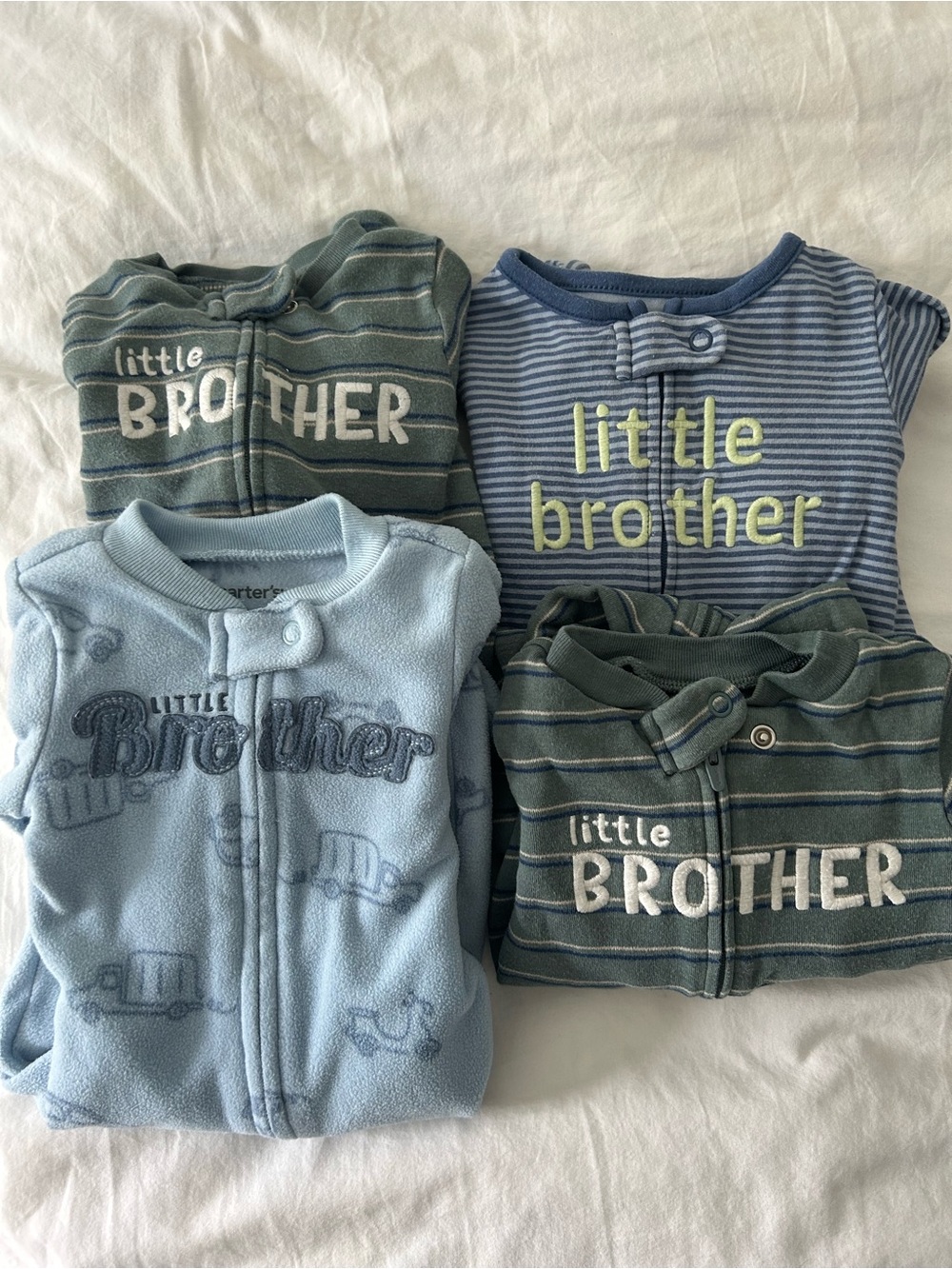 Bundle of 4 Carter’s Little Brother Footies Blue 3M and 6M